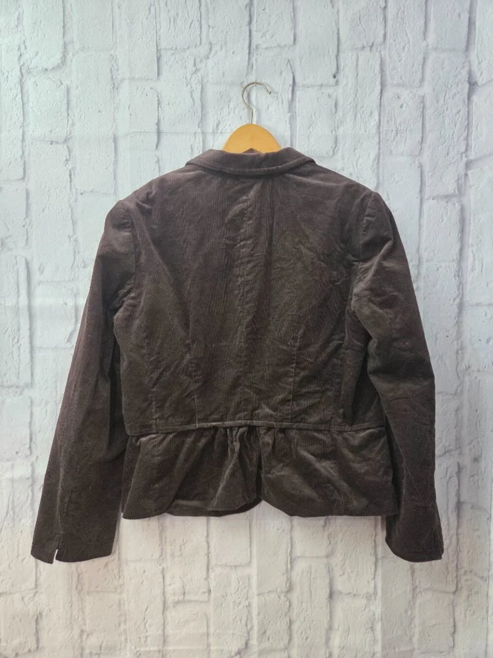 Talbots Size 12 Chocolate Brown Corduroy Triple Button Front Blazer Jacket